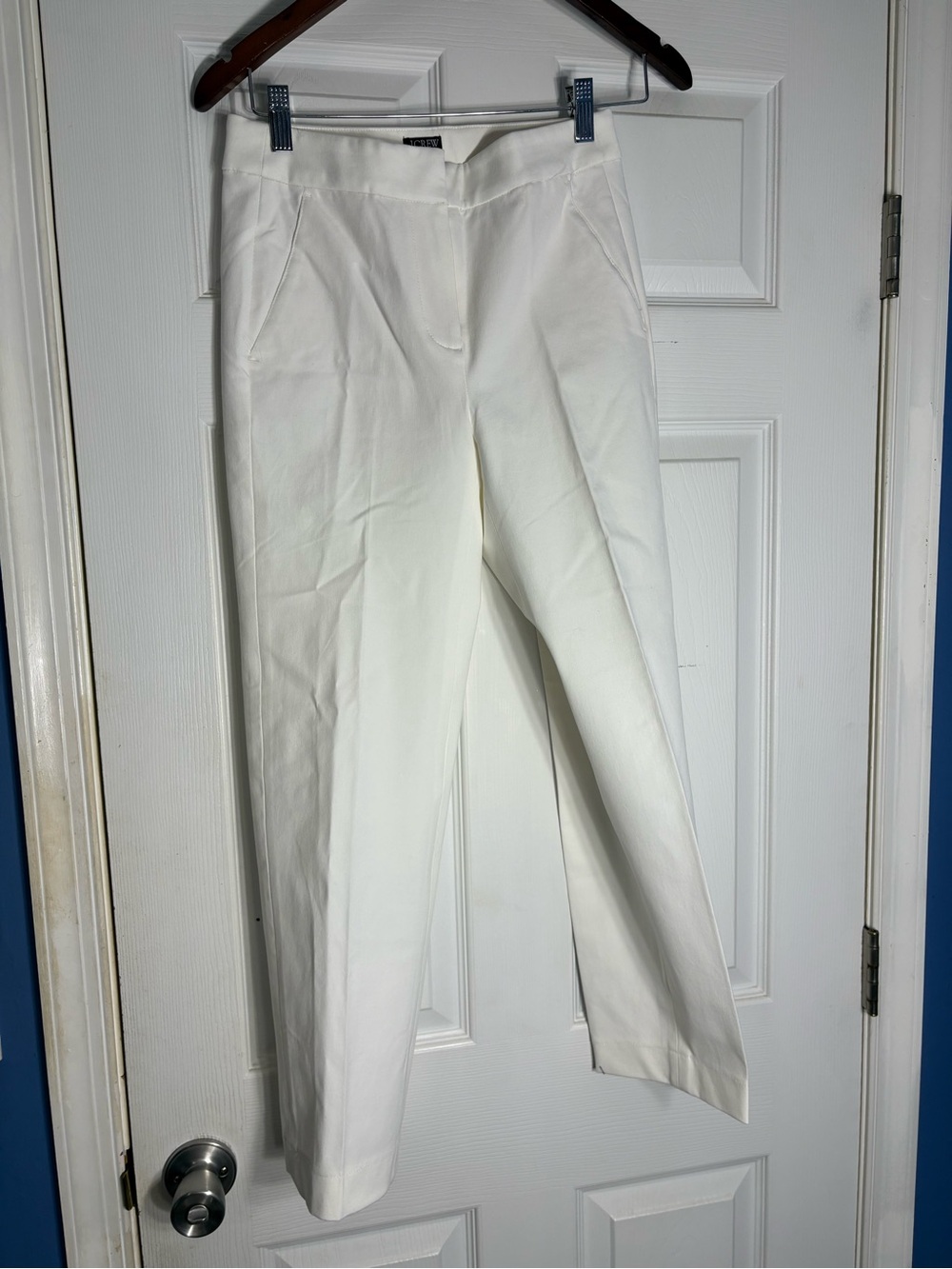 J. Crew Women's White Straight-Leg Dress Pants